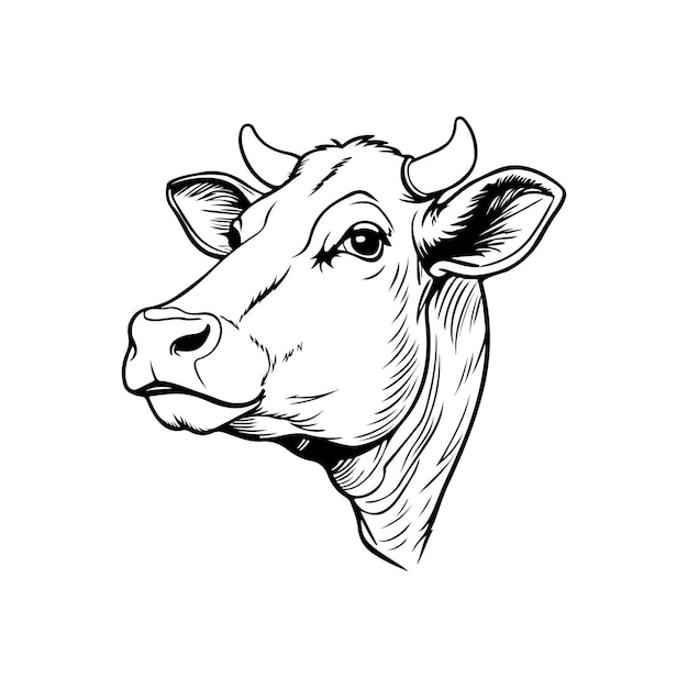 Vector cow silhouette head illustration