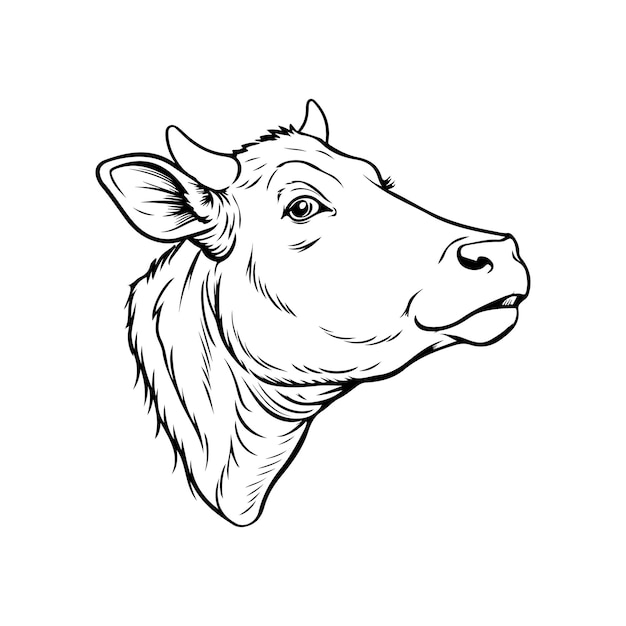 Vector cow silhouette head illustration