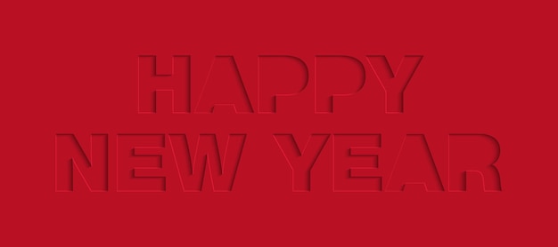 Vector craft paper cut red font 3d characters origami typeface Neumorphism style Happy New Year