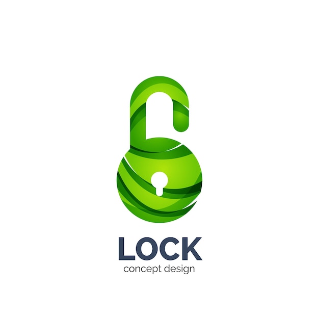 Vector creative abstract lock logo created with lines