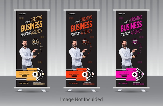 Vector creative business agency roll up banner design or pull up banner template