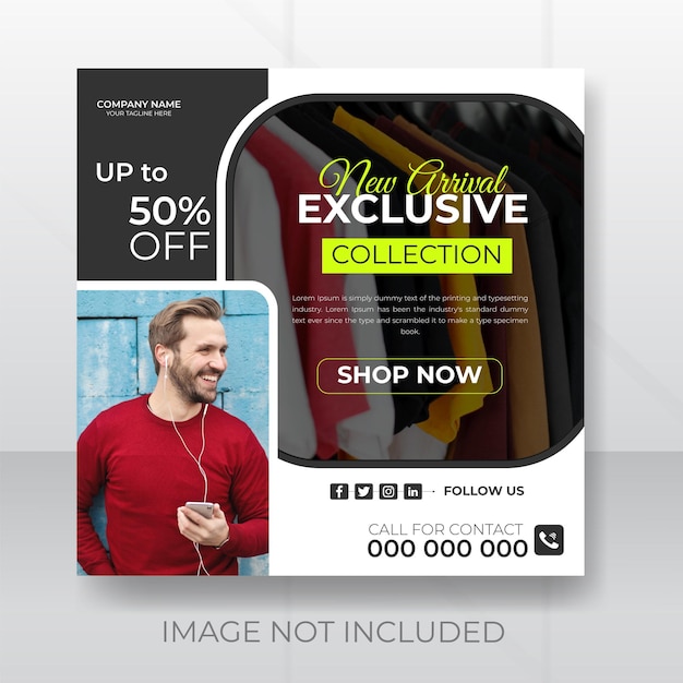 Vector creative flat fashion sale collection social media post design template