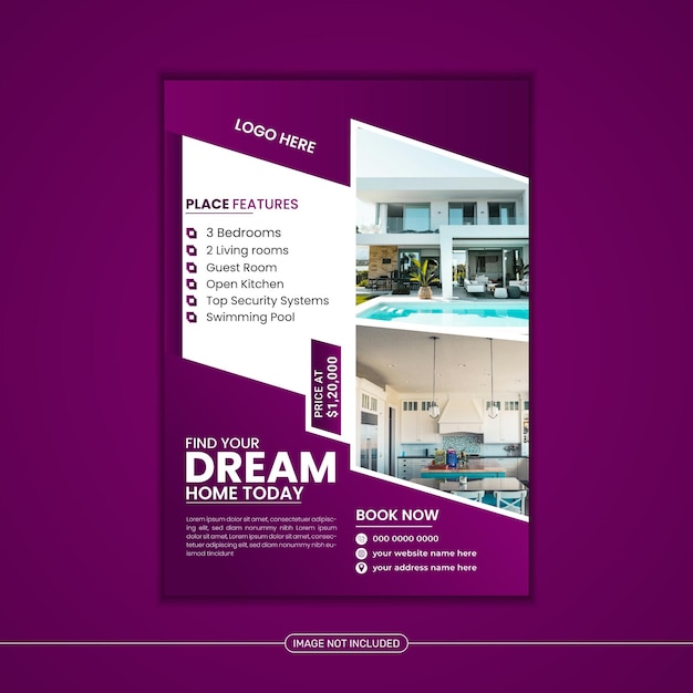 Vector creative flyer design for social media and dream home for modern real estate