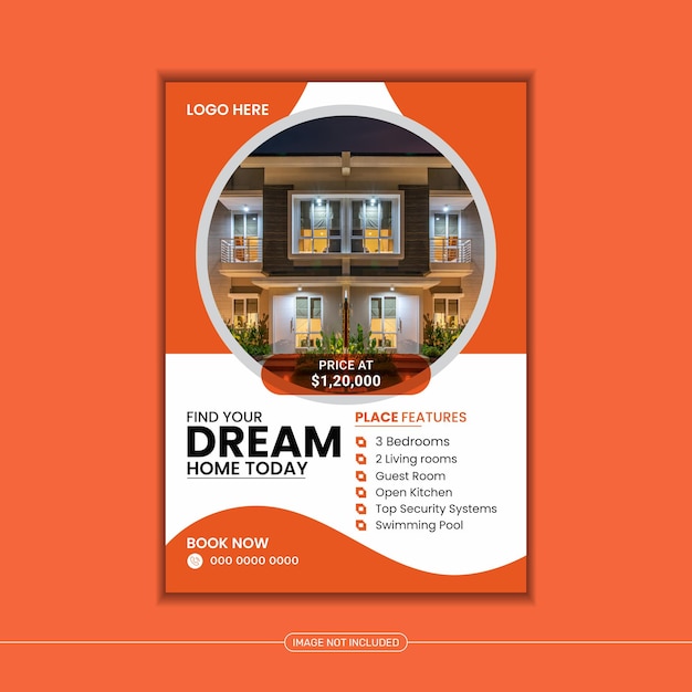 Vector creative flyer design for social media and dream home for modern real estate