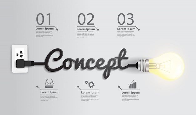 Vector creative light bulb idea abstract concept text design