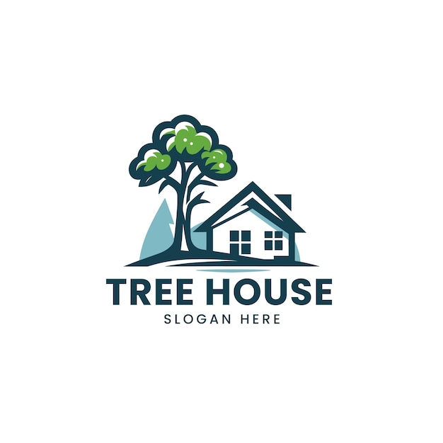 vector creative nature house logo design house and tree vector illustration for your company