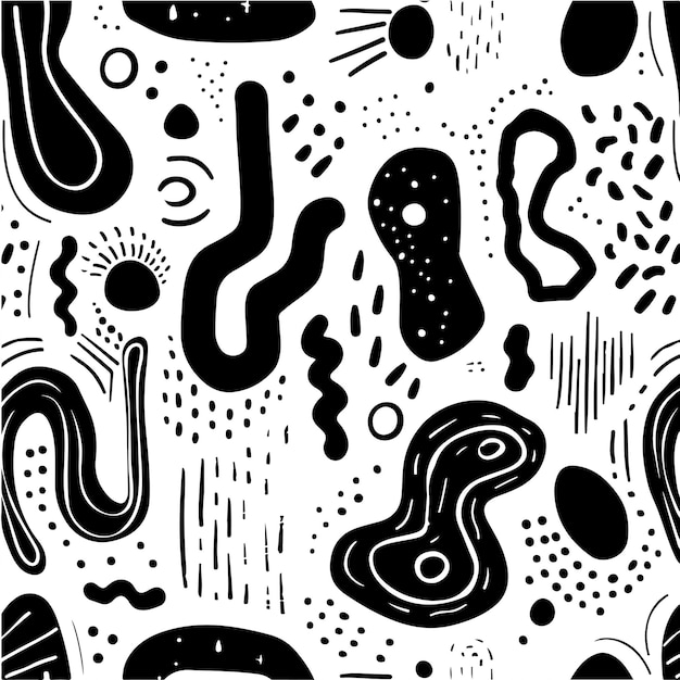 Vector Creative Random Shape Doodles Monochrome