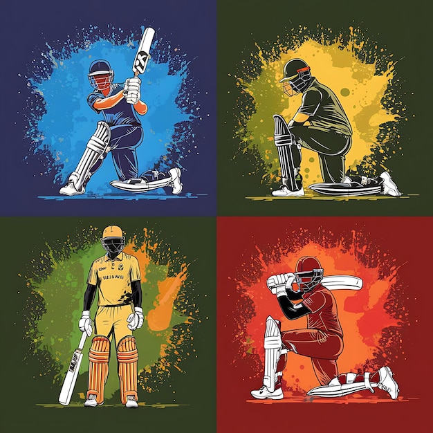 Vector vector cricket club logo design and batsman playing cricket