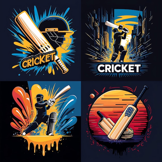 Vector cricket club logo design and batsman playing cricket