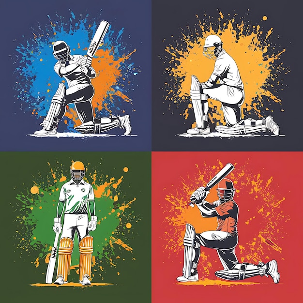 Vector cricket club logo design and batsman playing cricket