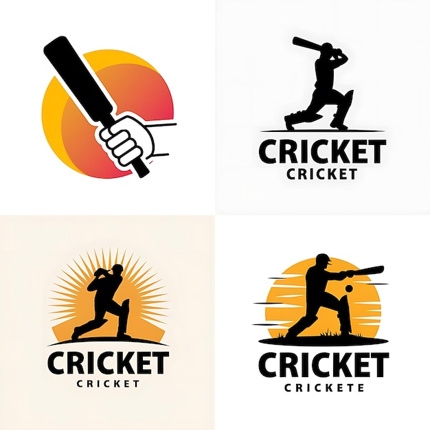 Vector cricket club logo design and batsman playing cricket