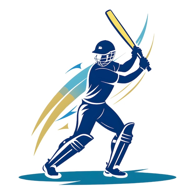 vector cricket players action logo