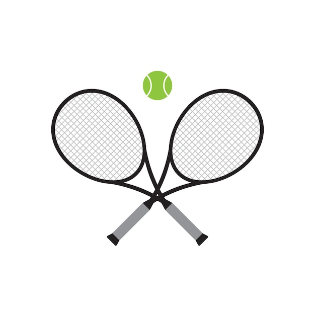 Vector crossed tennis racket and ball isolated on white background