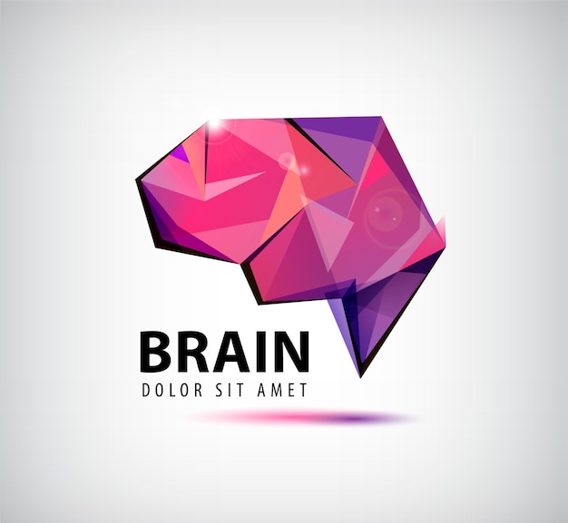 Vector crystal brain logo icon illustration