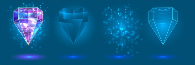 vector crystal power and energy of the elements blue violet neon glow