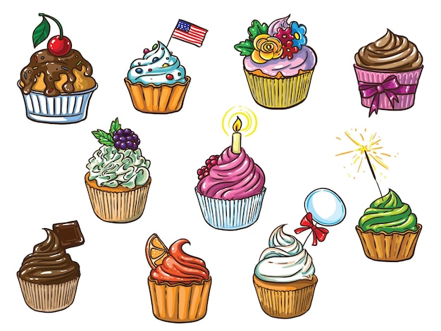 Vector cupcake color set