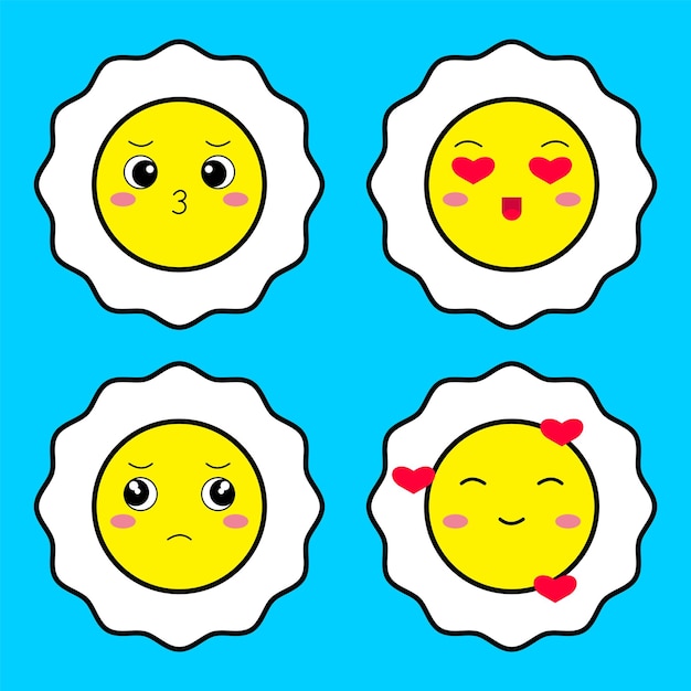 vector cute animated egg sticker set