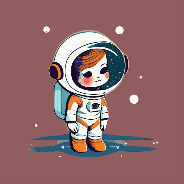 Vector cute astronaut flying with rocket cartoon vector icon illustration