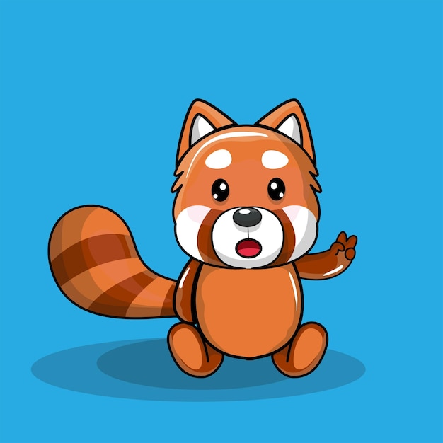 Vector cute baby cartoon red panda in pirate costume