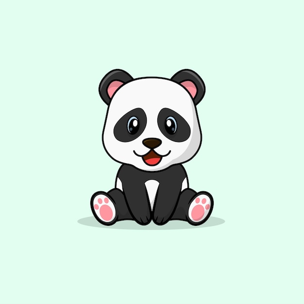 Vector cute baby panda cartoon sitting icon illustration