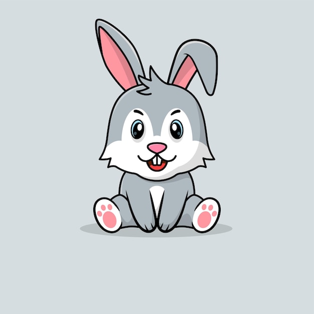 Vector cute baby rabbit cartoon sitting icon illustration