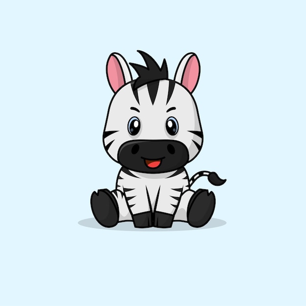 Vector cute baby zebra cartoon sitting icon illustration