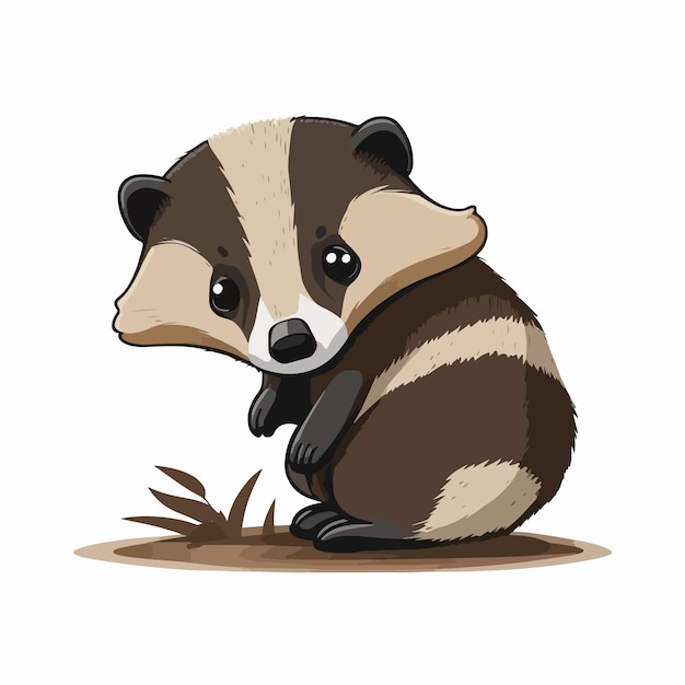 Vector cute badger cartoon style