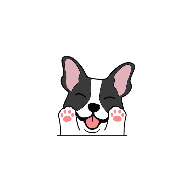 Vector cute bulldog puppy waving paw cartoon vector illustration