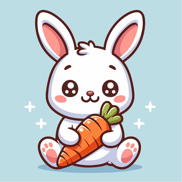 vector cute bunny stand up with happy pose cartoon vector icon illustration