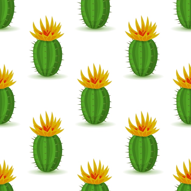 Vector cute cactus with flower