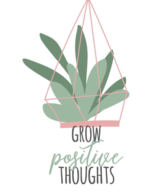 Vector cute cactus with Inspiration quote