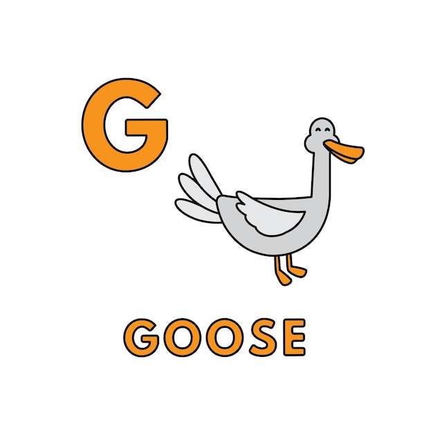 Vector vector cute cartoon animals alphabet goose illustration