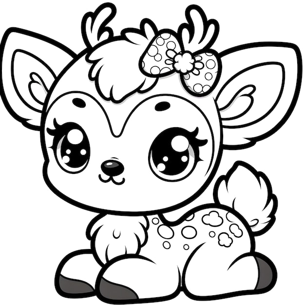 Vector vector cute deer coloring page illustration