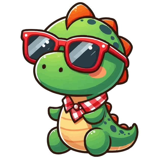 vector Cute dinosaur wearing sunglasses cartoon