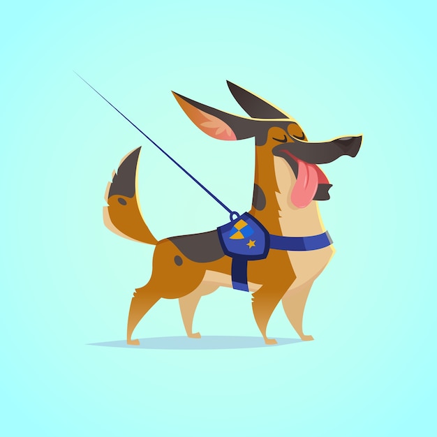 Vector cute dog character illustration. Cartoon style. Happy german shepherd puppy with tongue out. Pet.