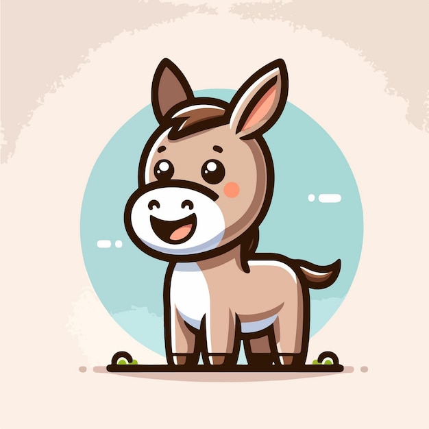 vector cute donkey stand up with happy pose cartoon vector icon illustration