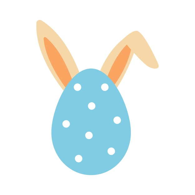 Vector cute egg with rabbit ears Colorfule spotted blue egg