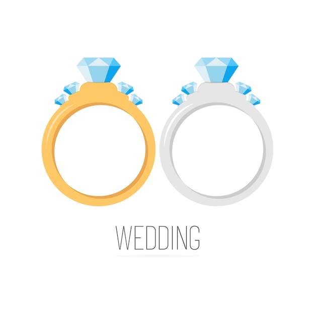 Vector cute engagement ring colorful isolated icon