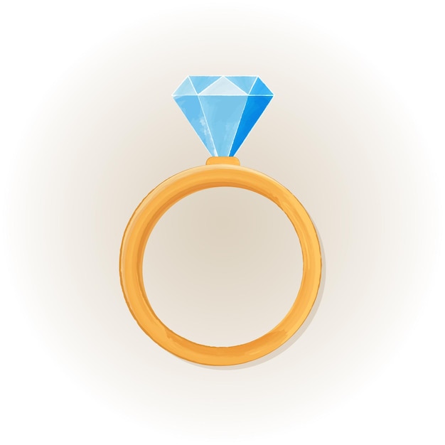 Vector cute engagement ring colorful isolated icon