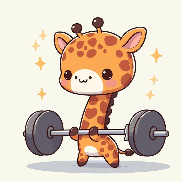 vector cute giraffe illustration animal workout