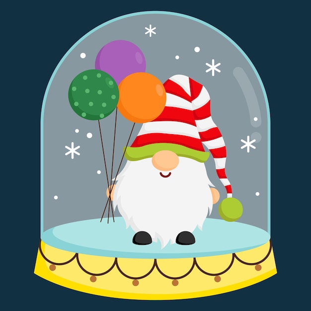 a vector of a cute gnome inside a snow globe