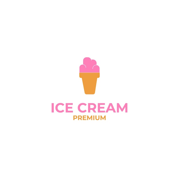 Vector cute ice cream logo design concept template illustration