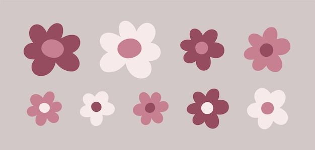 Vector cute illustration with pink color flowers