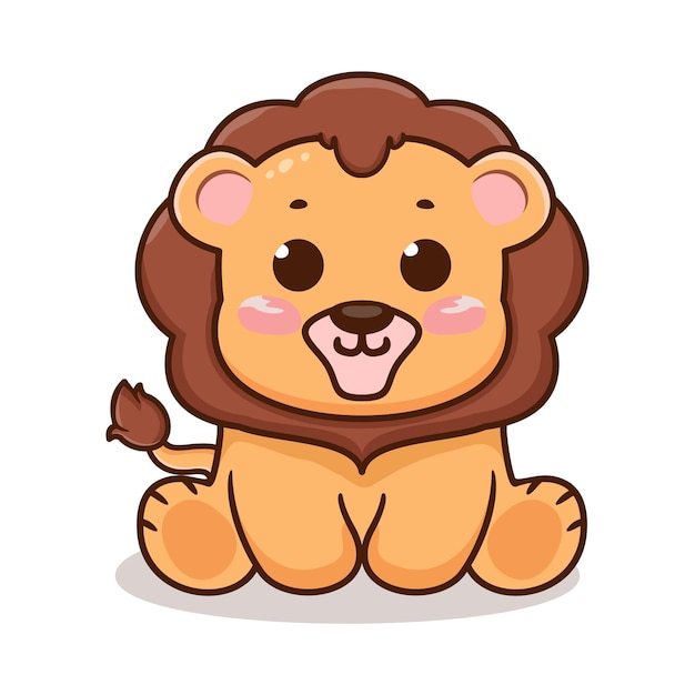 Vector cute lion cartoon character illustration design