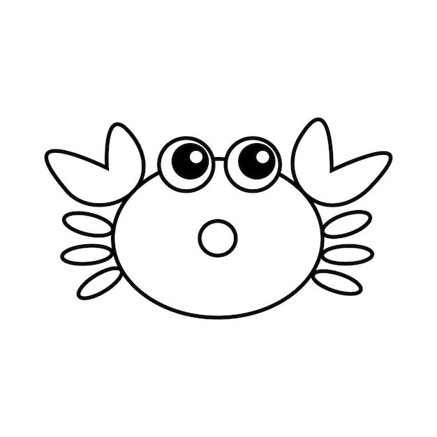 vector of a cute little crab in black and white coloring