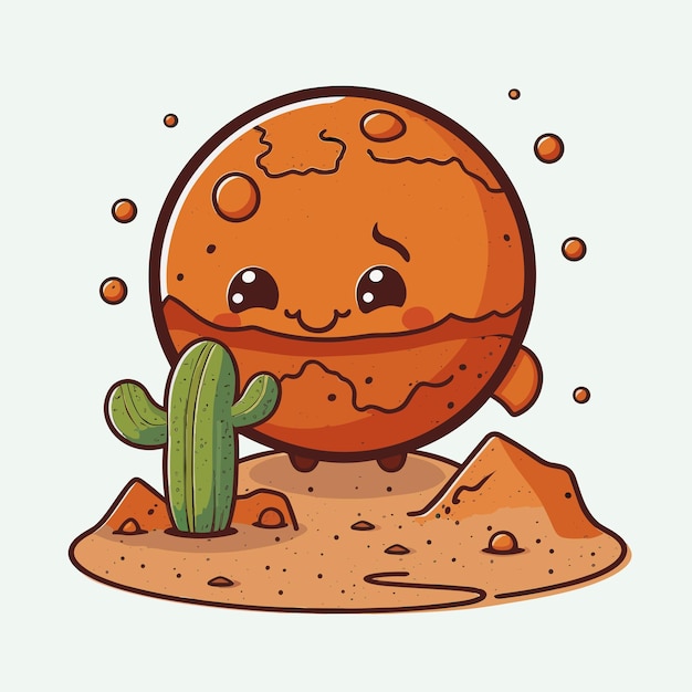 Vector cute mars cartoon style