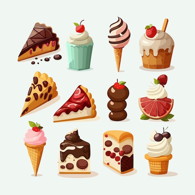 Vector cute pastries cartoon style