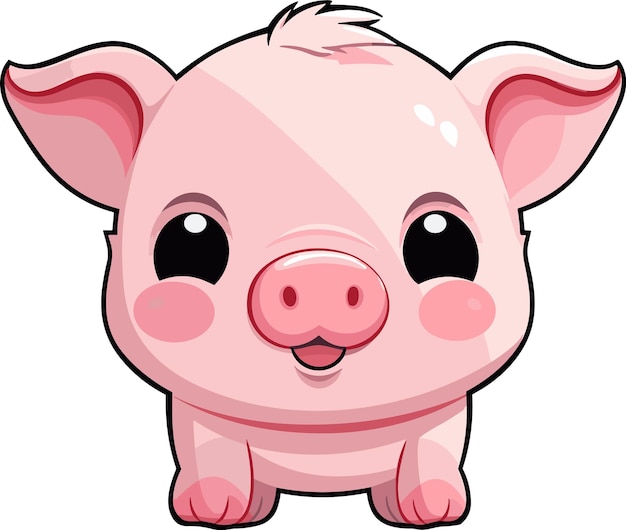 Vector cute pig cartoon character illustration