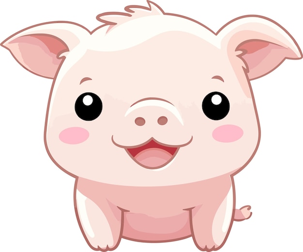 Vector cute pig cartoon character illustration