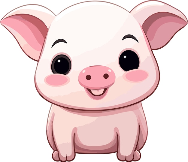 Vector cute pig cartoon character illustration